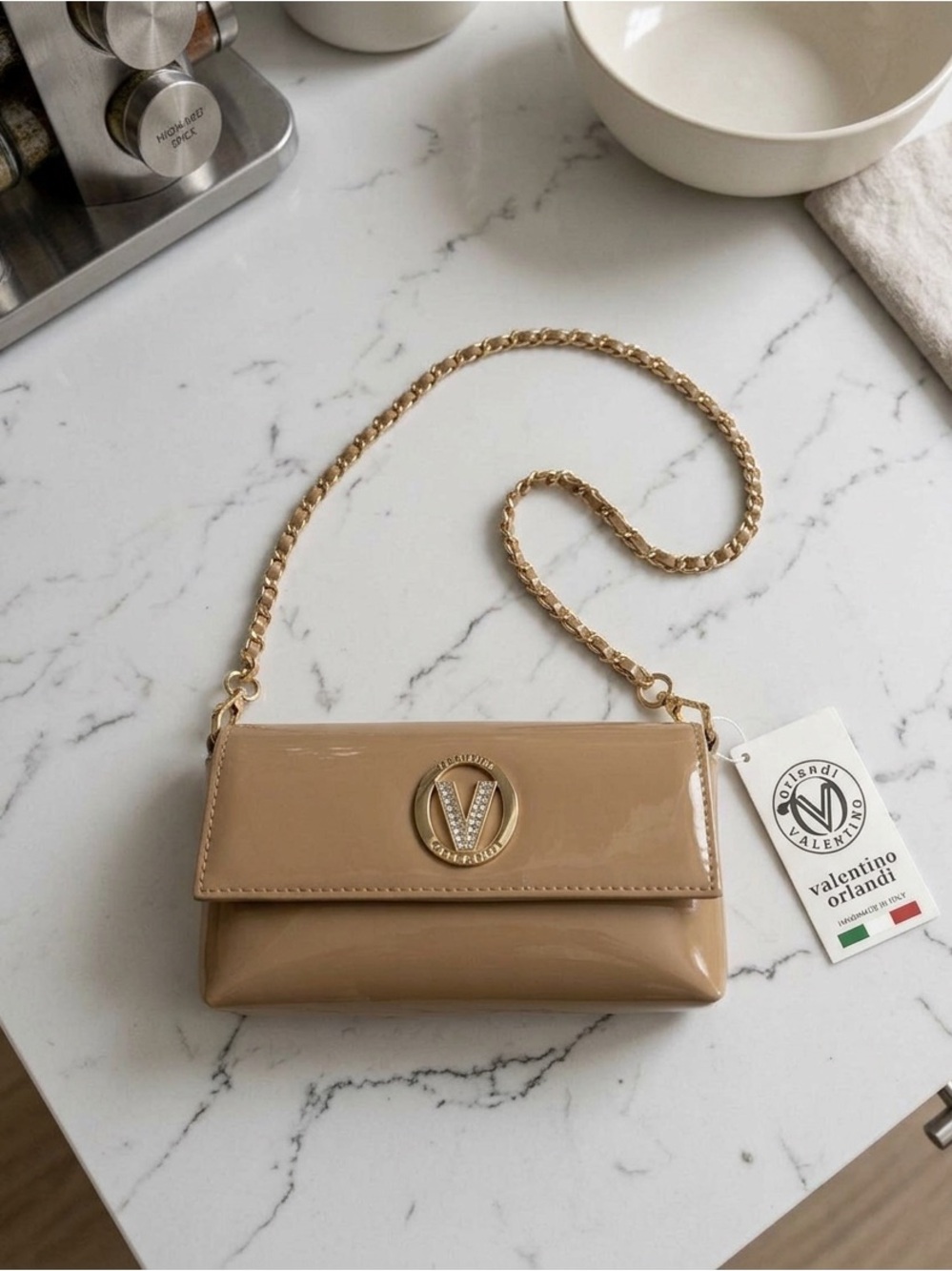 NEW Authentic Valentino Orlandi Taupe Crossbody Purse